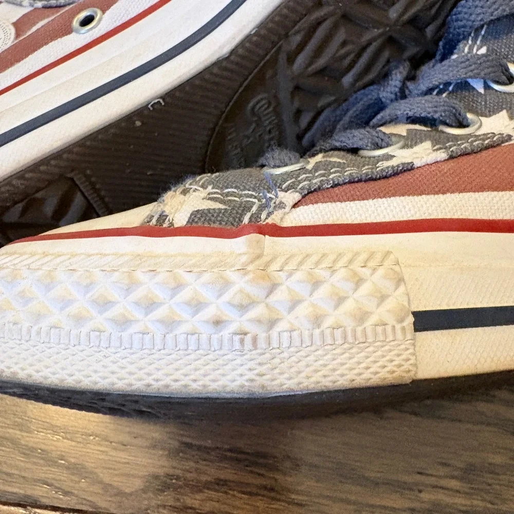 Converse All Star High Top Sneakers Kids Size 13 American Flag Print Zip Closure